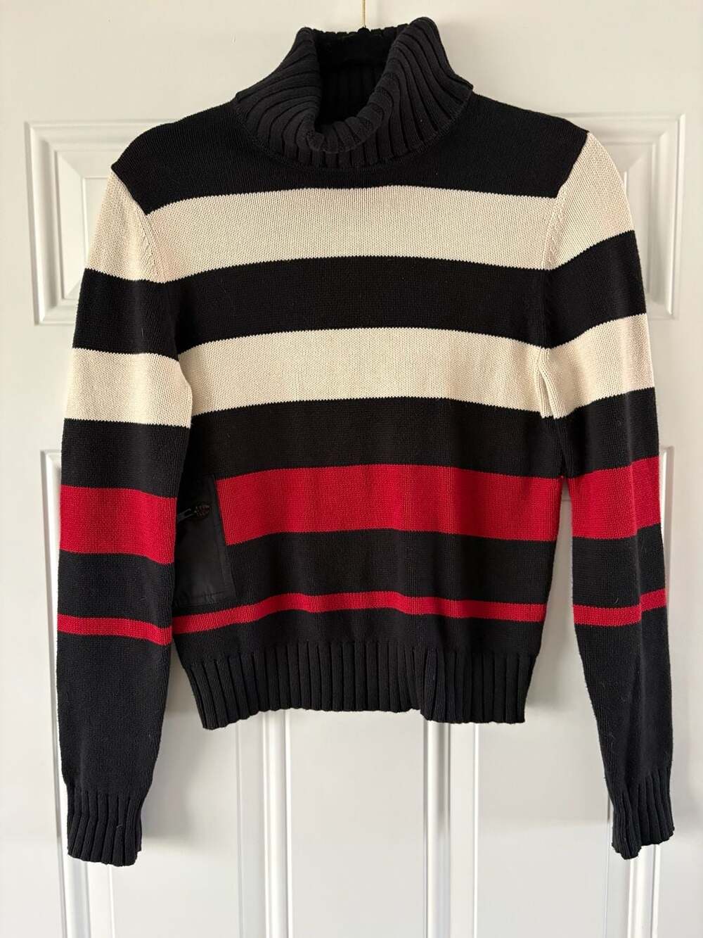 Ralph Lauren Striped Turtleneck Sweater with Utility Pocket Size M